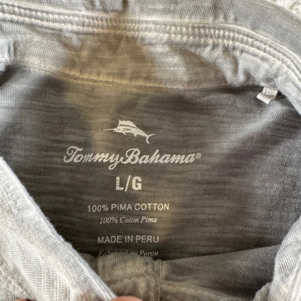 Tommy Bahama Mens Polo Shirt Size Large Pima Gray Performance Short Sleeve